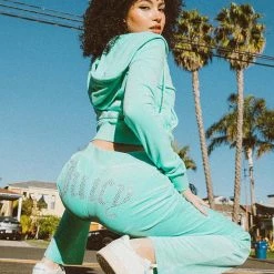 Juicy Couture OG Big Bling Velour Track Pants The Bling Shop