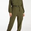 Juicy Couture Plus-Size French Terry Hooded Cargo Jumpsuit Apparel