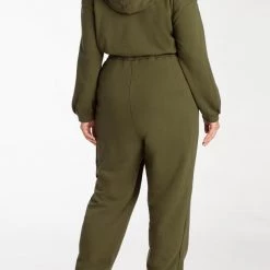 Juicy Couture Plus-Size French Terry Hooded Cargo Jumpsuit Apparel