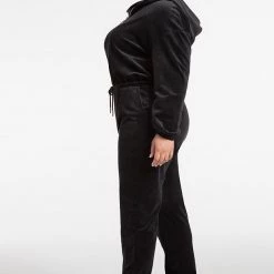 Juicy Couture Apparel Plus-Size Velour Hooded Jumpsuit