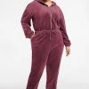 Juicy Couture Apparel Plus-Size Velour Hooded Jumpsuit