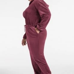Juicy Couture Apparel Plus-Size Velour Hooded Jumpsuit