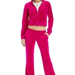 Juicy Couture Low Rise Snap Pocket Velour Track Pants