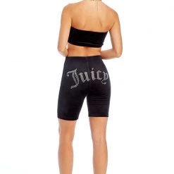 Juicy Couture Remixed Big Bling Velour Biker Shorts