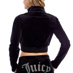 Juicy Couture Small Bling Velour Cropped Track Jacket