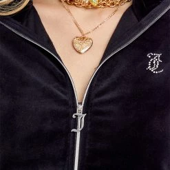 Juicy Couture Small Bling Velour Cropped Track Jacket