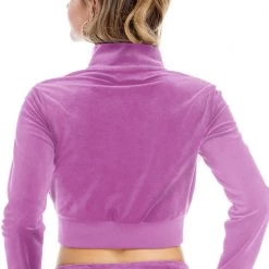 Juicy Couture Small Bling Velour Cropped Track Jacket