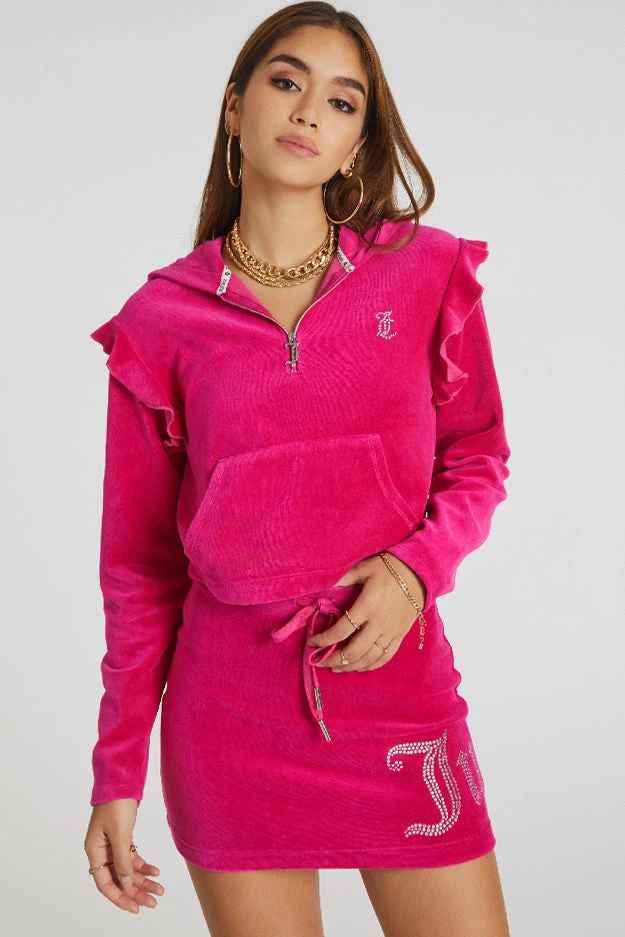 Juicy Couture Bling Ruffle Sleeve Velour Hoodie Track 4 Juicy Couture Bling Ruffle Sleeve Velour Hoodie Track