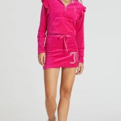 Juicy Couture Bling Ruffle Sleeve Velour Hoodie Track 11 Juicy Couture Bling Ruffle Sleeve Velour Hoodie Track