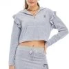 Juicy Couture Track Bling Ruffle Sleeve Velour Hoodie