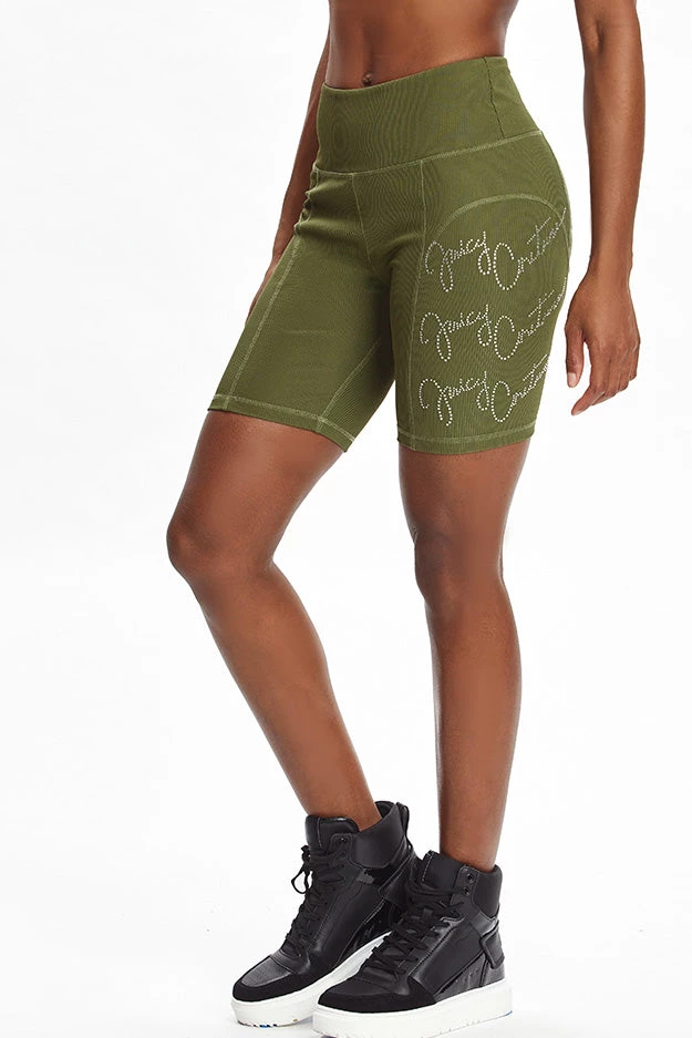 Juicy Couture Script Bling Rib Biker Shorts New 5 Juicy Couture Script Bling Rib Biker Shorts New