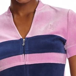 Juicy Couture Short Sleeve Colorblock Velour Track Jacket New