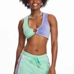 Juicy Couture New Colorblock Ring Velour Crop Top