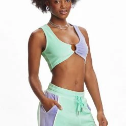 Juicy Couture New Colorblock Ring Velour Crop Top
