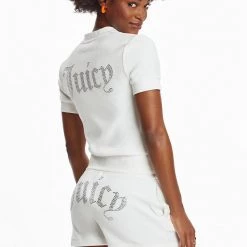 Juicy Couture Short Sleeve Big Bling Velour Track Jacket New