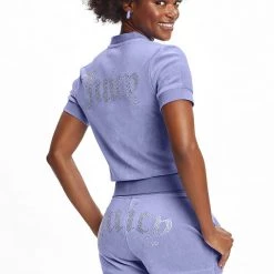 Juicy Couture Short Sleeve Big Bling Velour Track Jacket