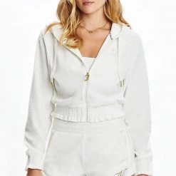 Juicy Couture New Monogram Cropped Velour Hoodie