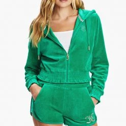 Juicy Couture New Monogram Cropped Velour Hoodie