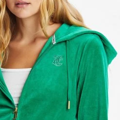 Juicy Couture New Monogram Cropped Velour Hoodie