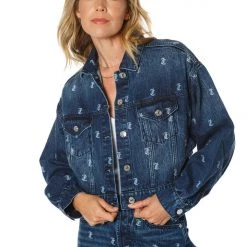 Juicy Couture The Denim Shop Signature Denim Jacket With Monogram JC Print