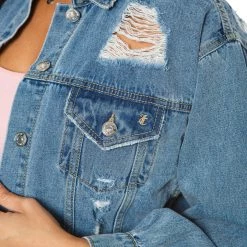 Juicy Couture Signature Destroyed Denim Jacket New