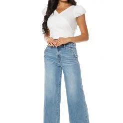 Juicy Couture New Coastal Crop Button Detail Wide Leg Jeans