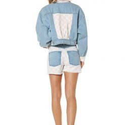 Juicy Couture New Signature Checkered Detail Trucker Jacket