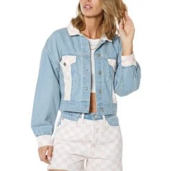 Juicy Couture New Signature Checkered Detail Trucker Jacket