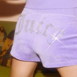 Juicy Couture New Big Bling Velour Track Shorts