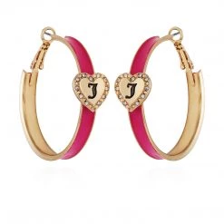 Juicy Couture New Monogram Heart Hoop Earrings