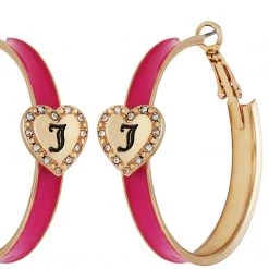 Juicy Couture New Monogram Heart Hoop Earrings